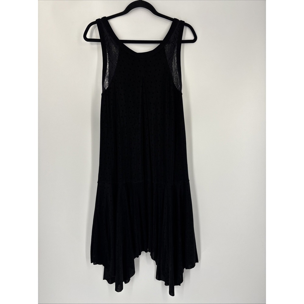 Free People Slip Dress - Black, Polka Dots, Asymmetrical Hem - Size Medium